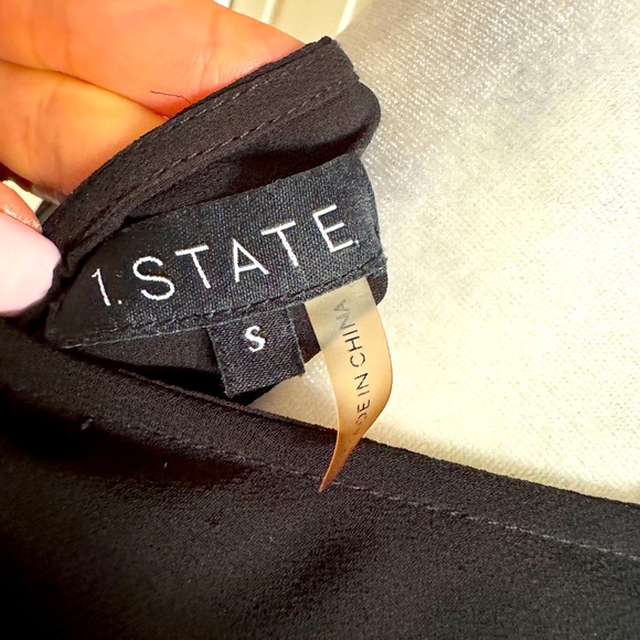 1.State Black Sheer Sleeve Blouse Small - Picture 6 of 6